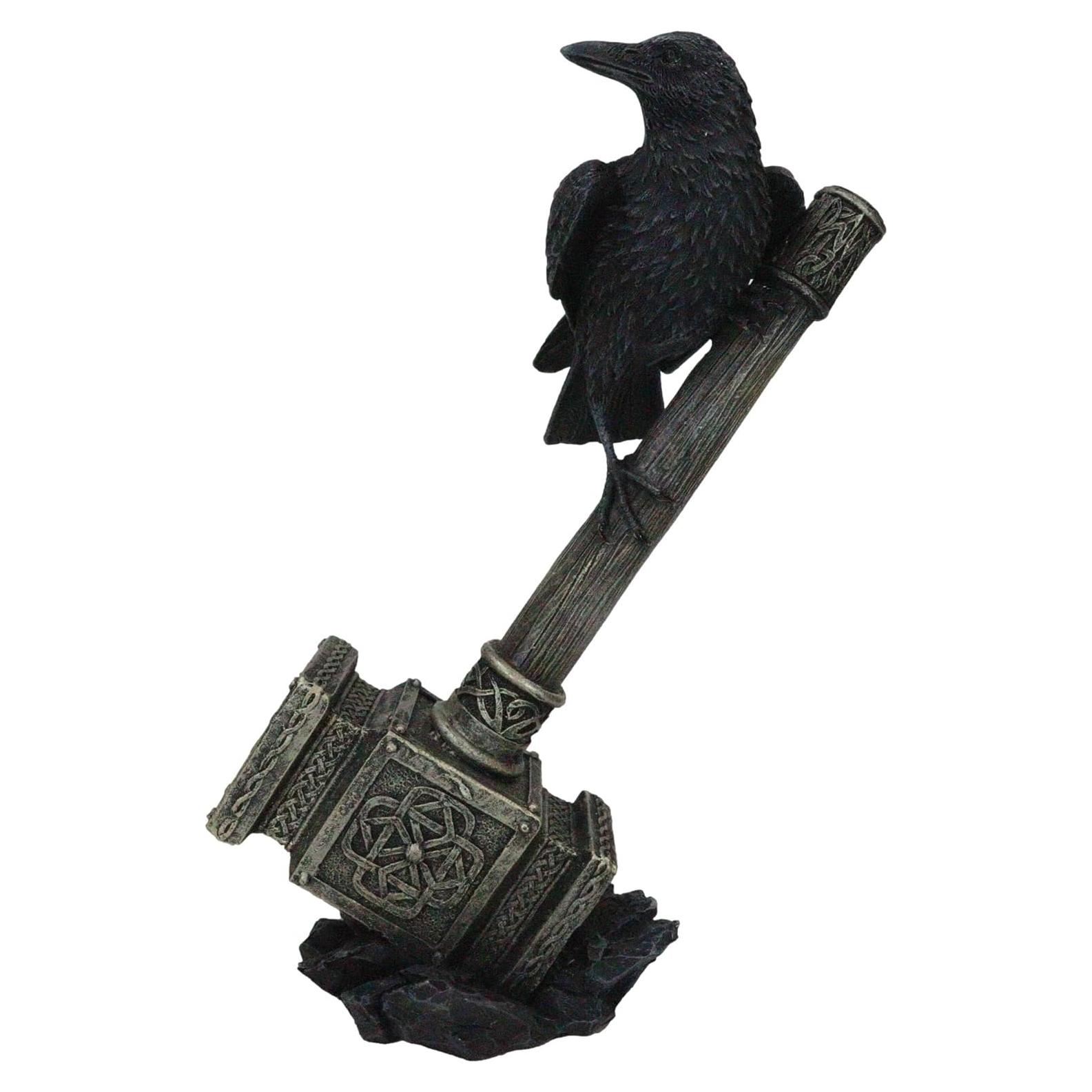 Figurita decorativa Ebros Gift Thor Mjolnir cuervo Odin 22.86 cm