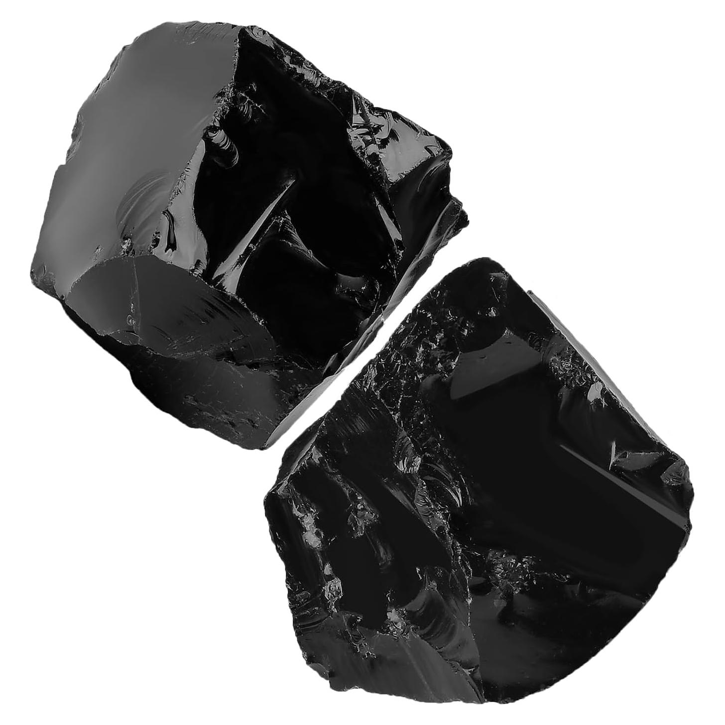 2 Piezas Cristales Crudos de Obsidiana Negra 1.8-2.2" NUKAYAI