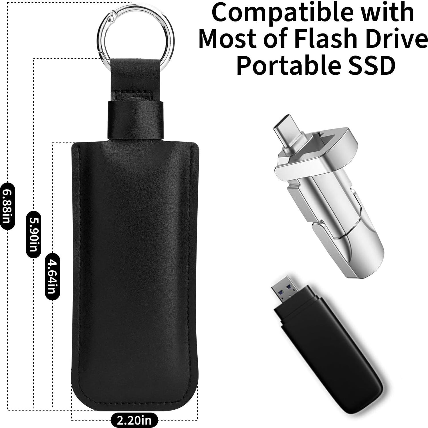 Funda de Cuero Microfibra para USB Flash Drive CaSZLUTION - Negro