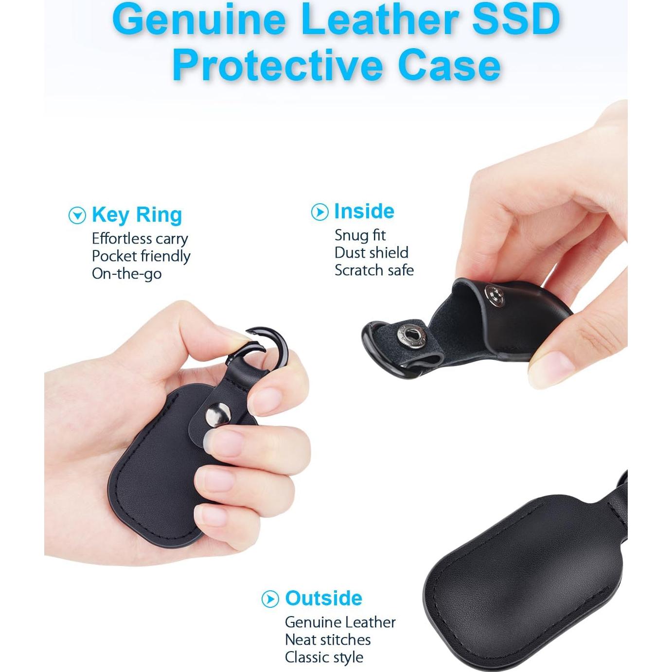 Funda de Cuero Genuino TWOPAN para SSD Nano 256GB/512GB - Ligera y Protectora