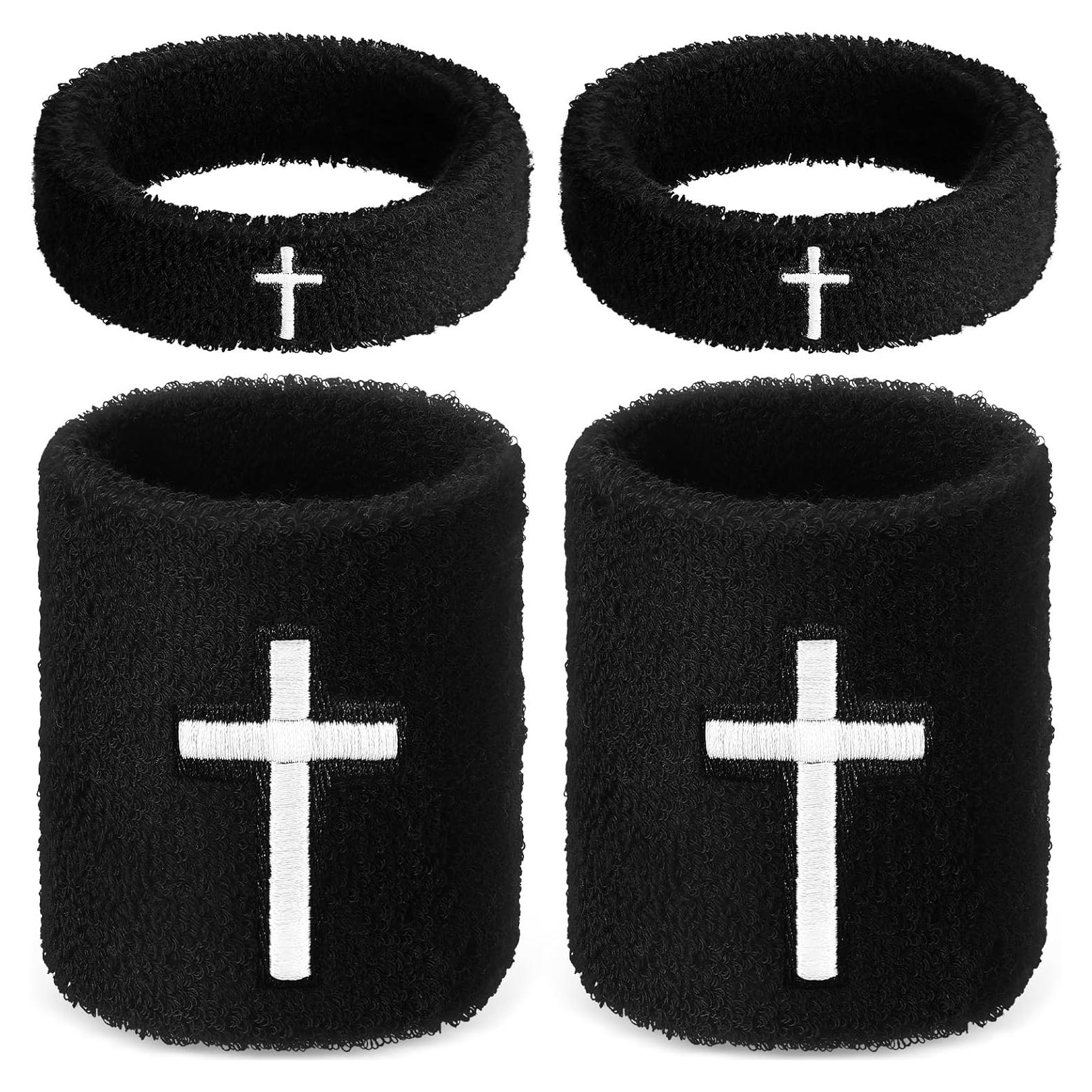 Soulchen Bandas de Bíceps y Muñequera Sudor Negro 4 Pcs