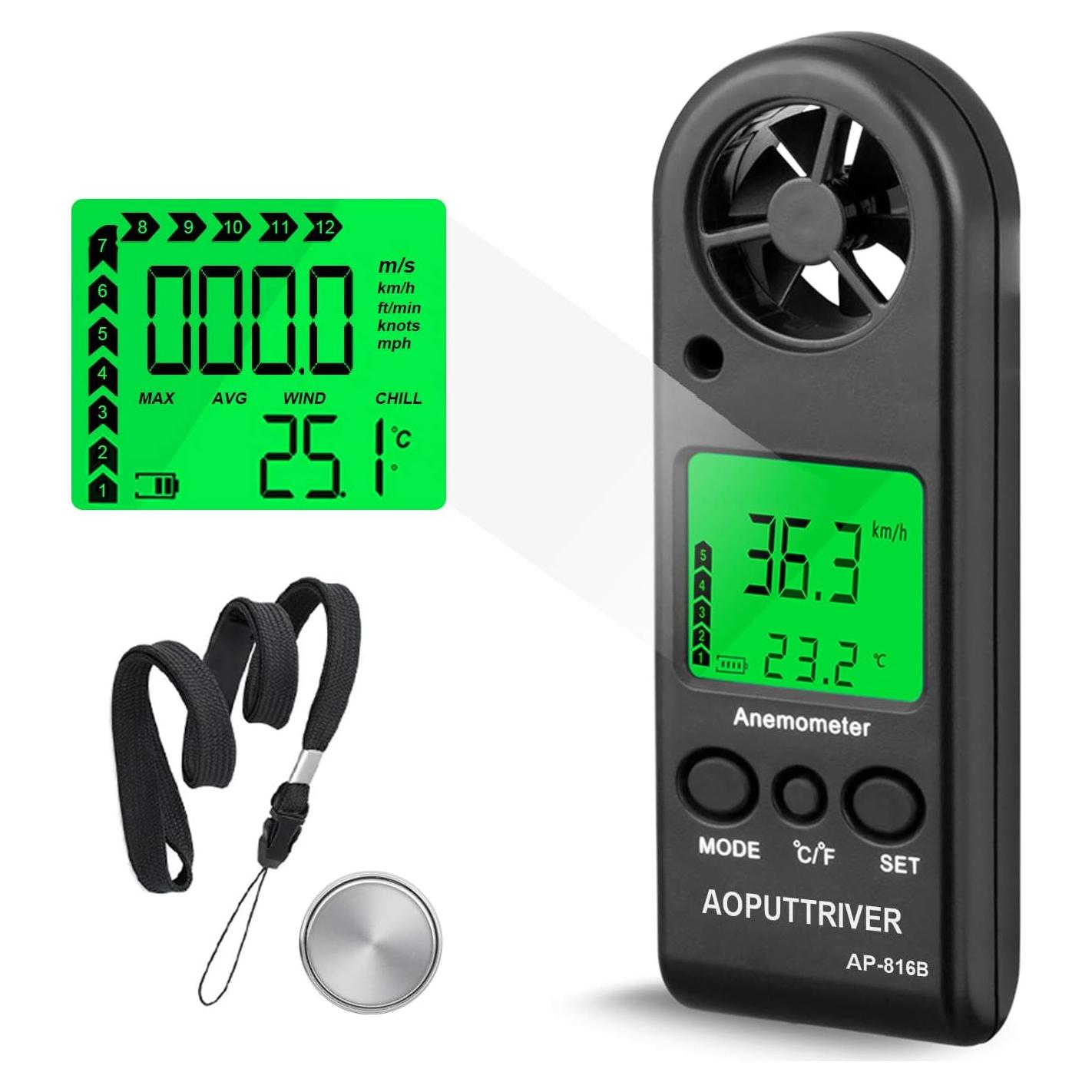 Anemómetro Digital AOPUTTRIVER AP-816B Mini Precisión