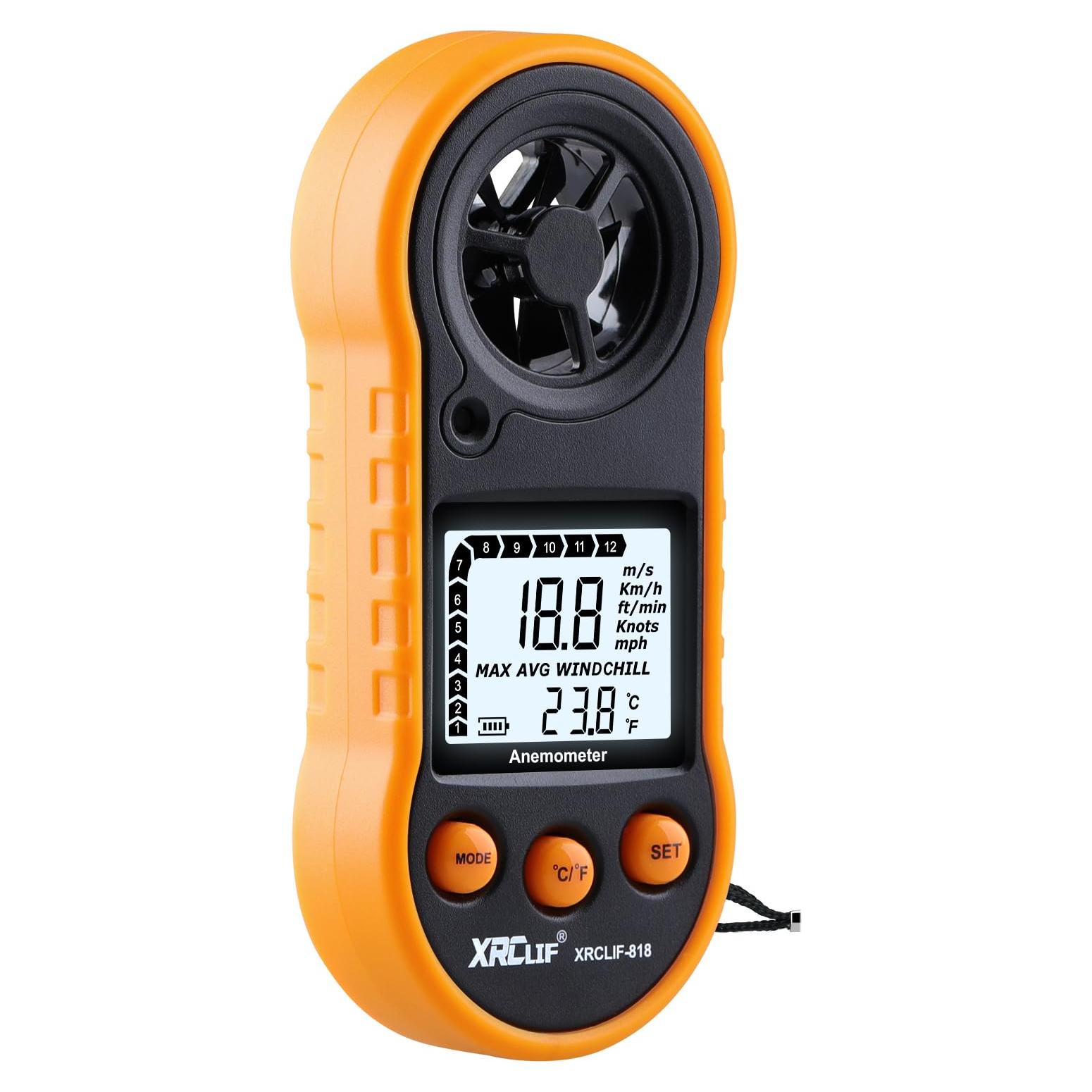 Anemómetro Digital de Mano XRCLIF - Medidor de Viento y Temperatura