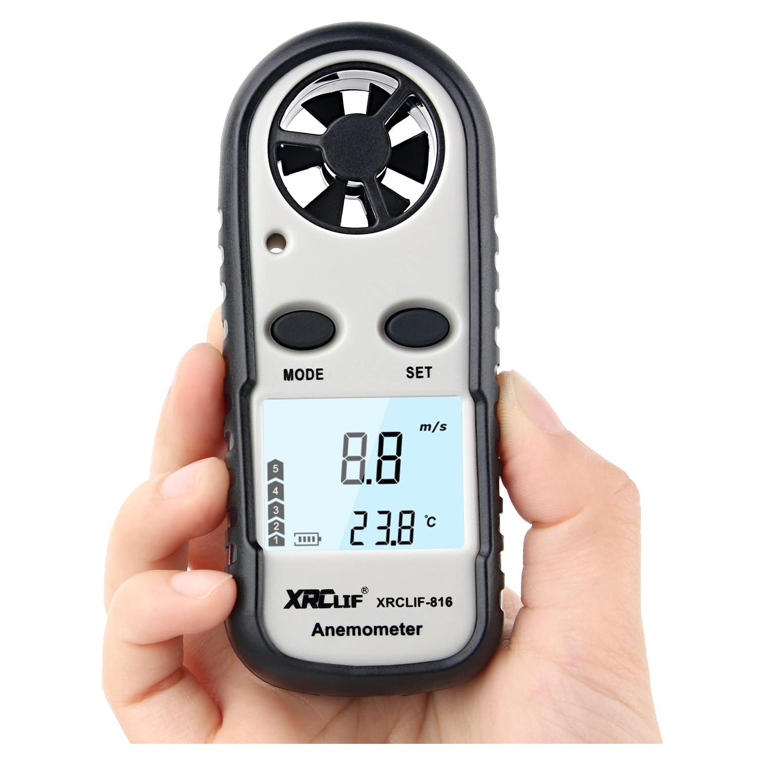 Anemómetro Digital XRCLIF de Mano con Termómetro - 0-30 m/s