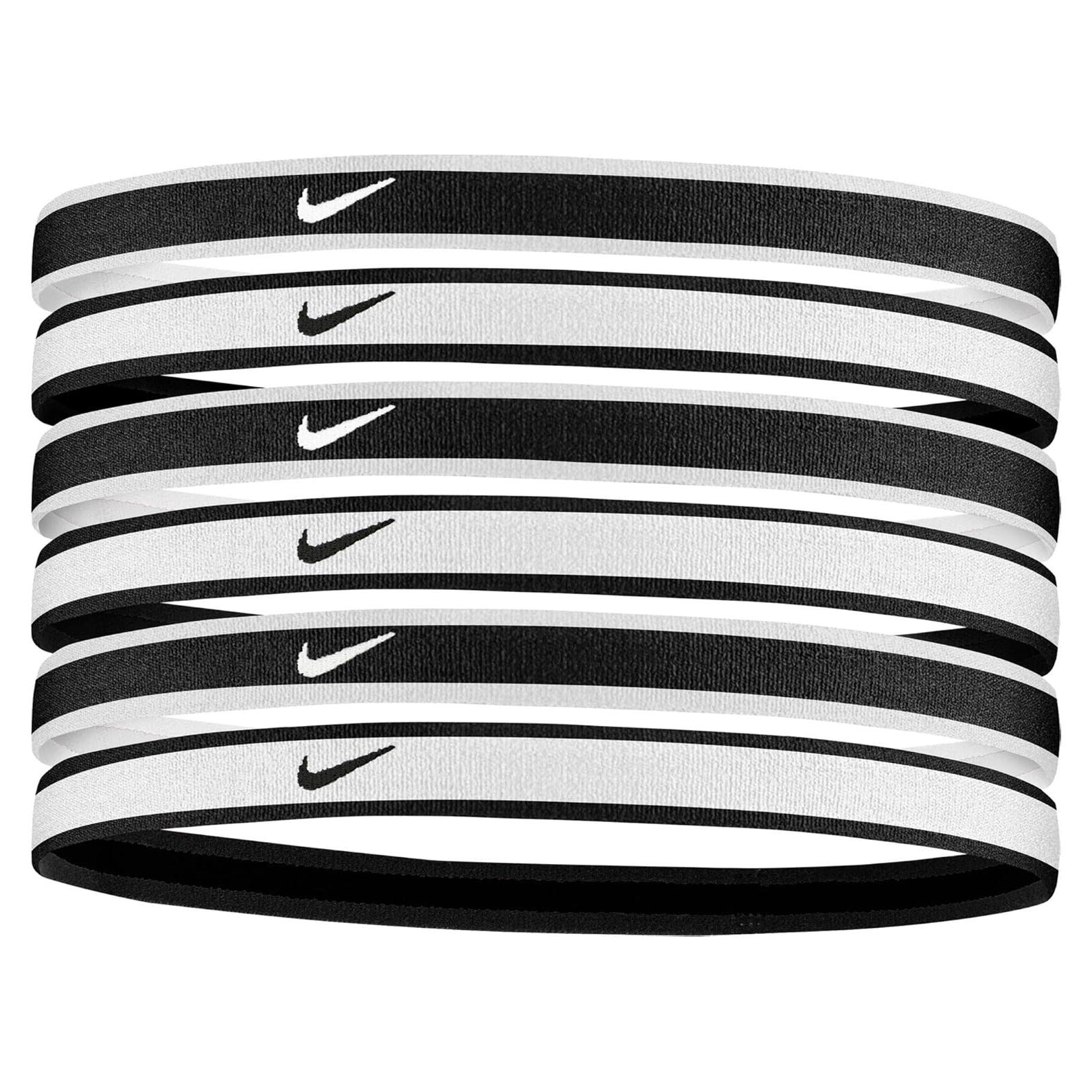 Diademas Deportivas Nike Swoosh 6 Pack Unisex - Negro/Gris/Blanco