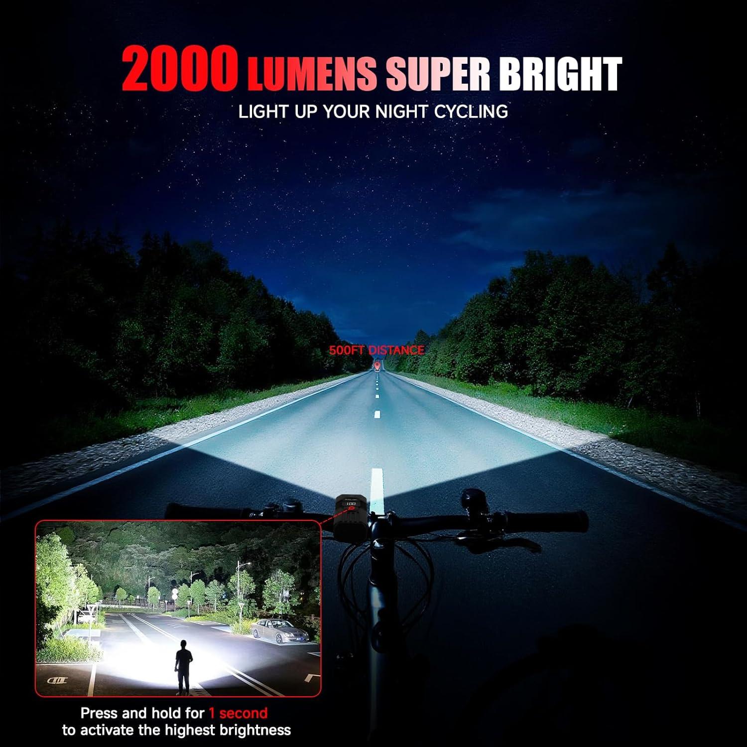 Juego de Luces LED para Bicicleta Tommax 2000 Lúmenes IP65