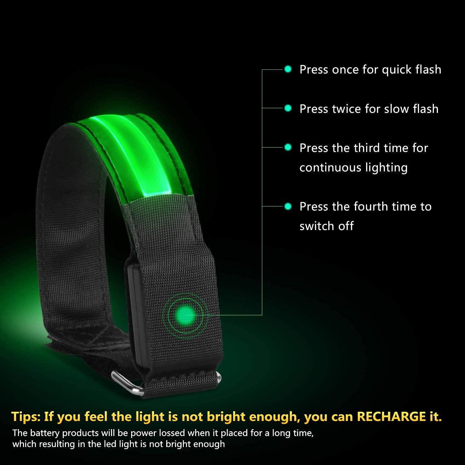 Brazalete LED recargable OMKHE para correr - Paquete de 2