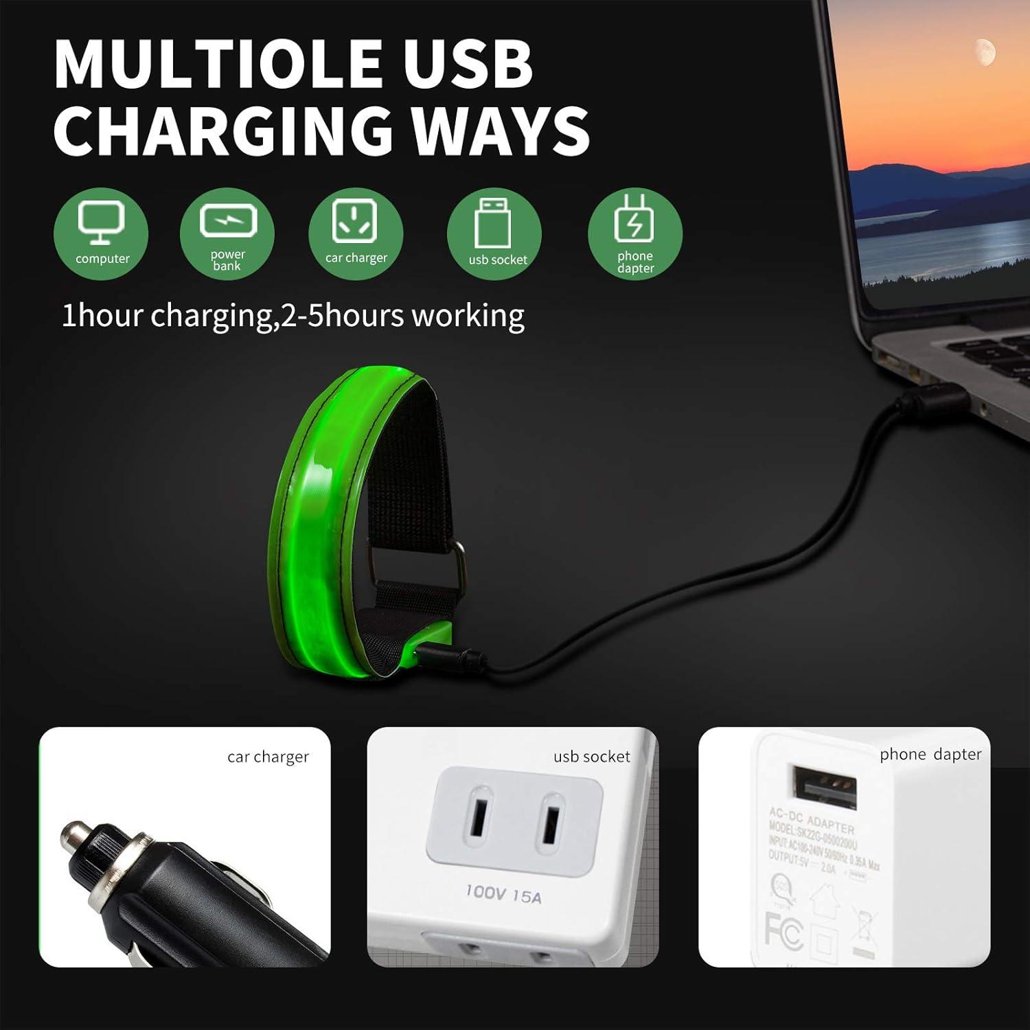 Brazalete LED recargable OMKHE para correr - Paquete de 2