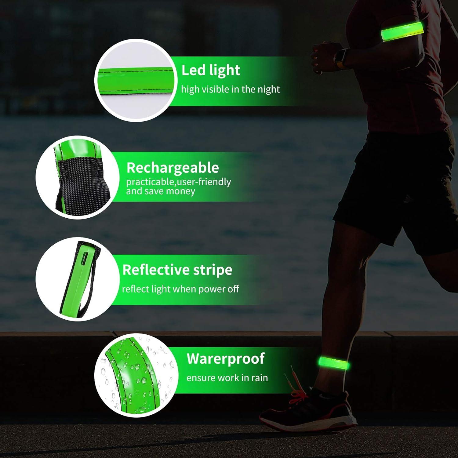 Brazalete LED recargable OMKHE para correr - Paquete de 2