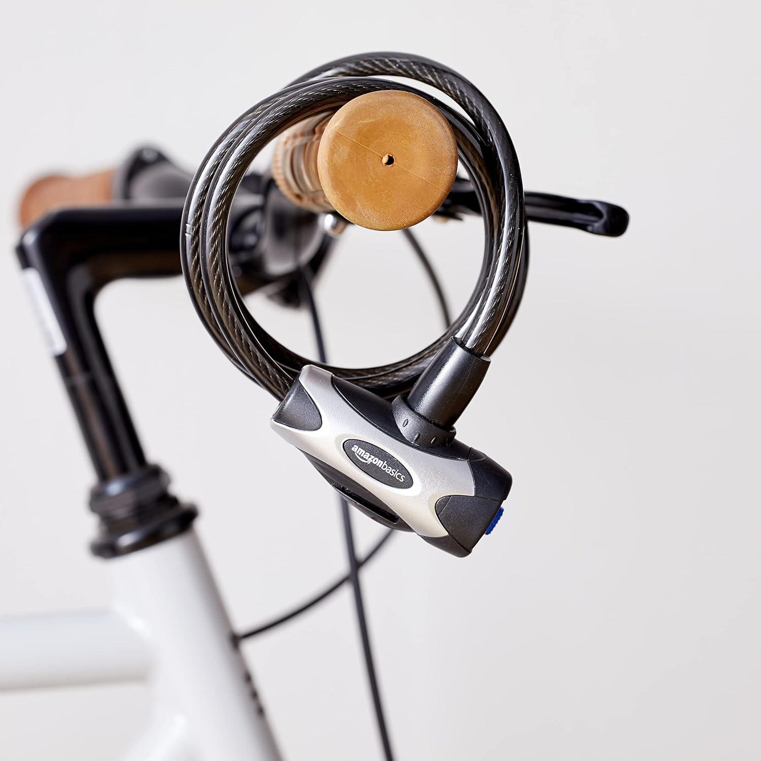 Candado de Cable Amazon Basics 1.83m Negro para Bicicleta