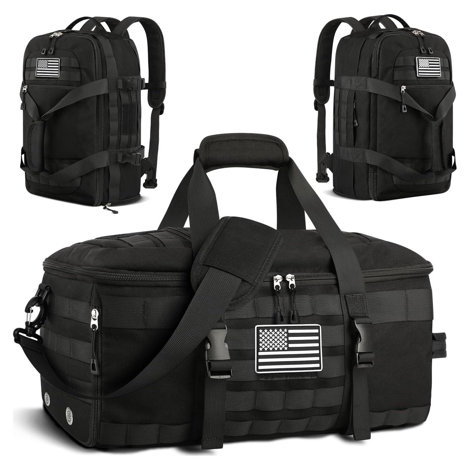 ETRONIK Bolsa de Gimnasio 30L Negra, Duffle Táctica 3 en 1