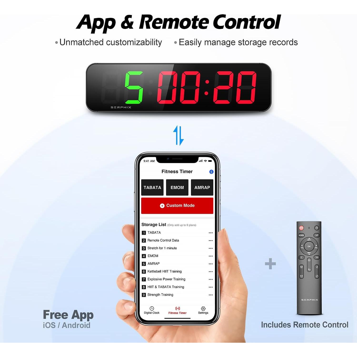 Temporizador de Gimnasio SERPHIX CT-105 LED 15.2" Personalizable