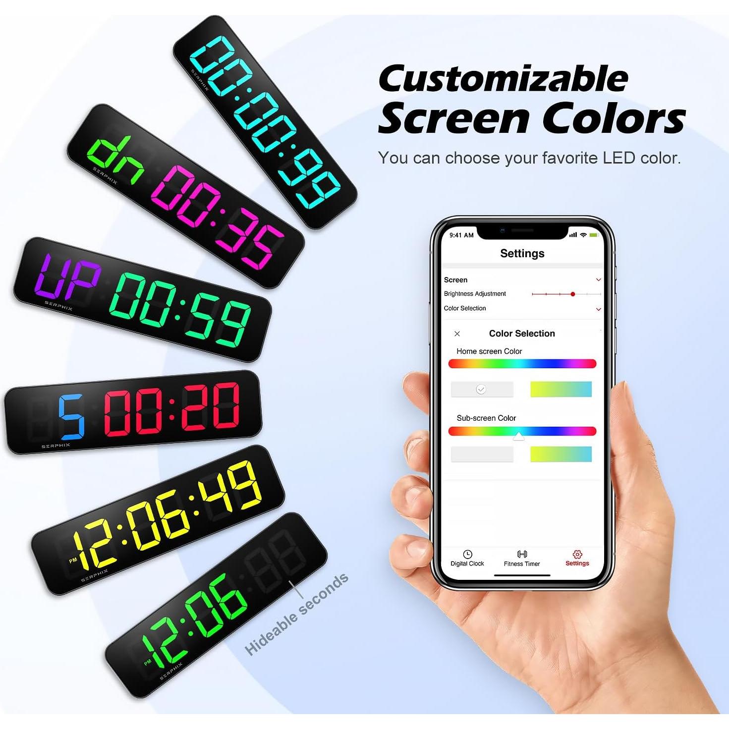 Temporizador de Gimnasio SERPHIX CT-105 LED 15.2" Personalizable