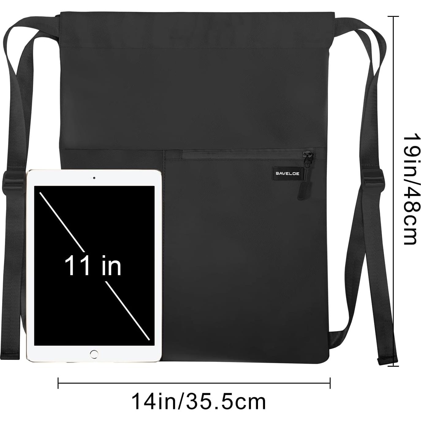 Mochila con Cuerda BAVELOE Resistente al Agua 20L Unisex Negro