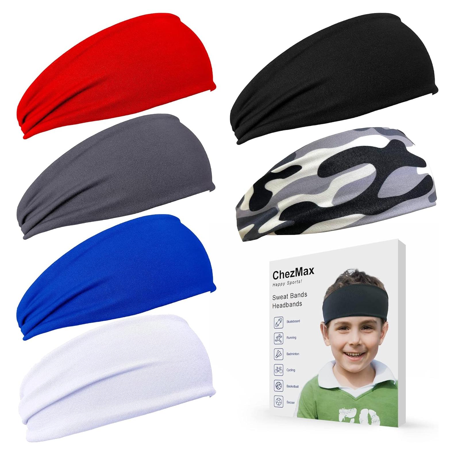 ChezMax 6 Bandas para Sudor Niños - Cintas de Cabeza Deportivas