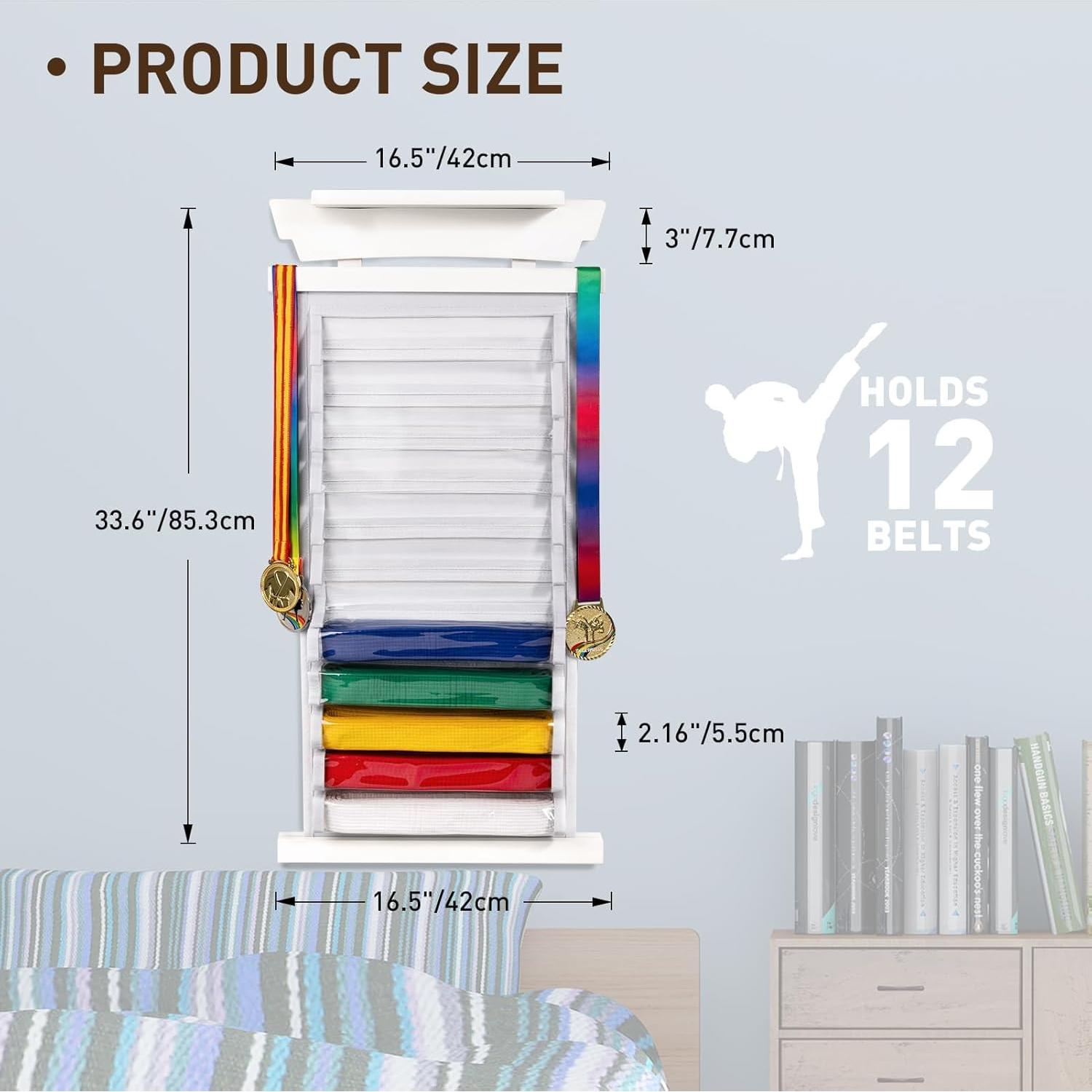 Soporte para Cinturones de Karate Tilhumt - Exhibidor 12 Cinturones