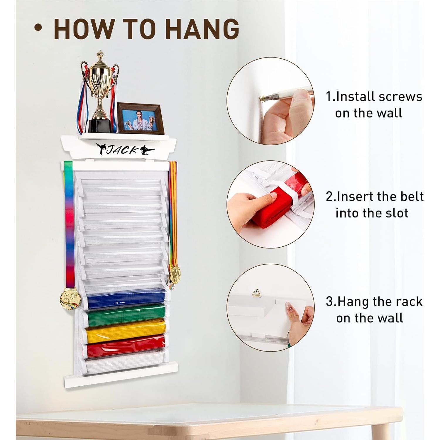 Soporte para Cinturones de Karate Tilhumt - Exhibidor 12 Cinturones