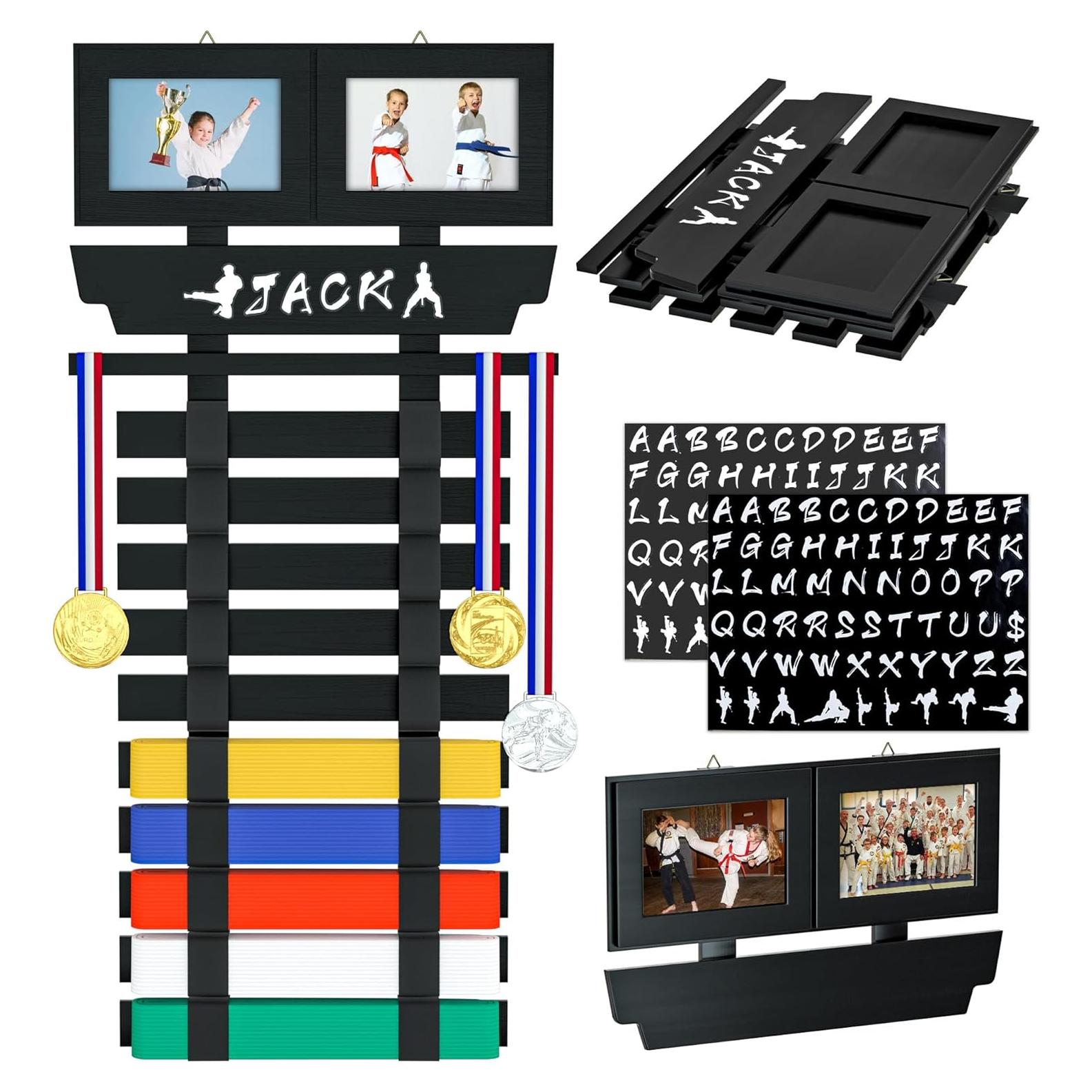 Soporte de Cinturones de Karate Jolitac - Bambú para 10 Cinturones