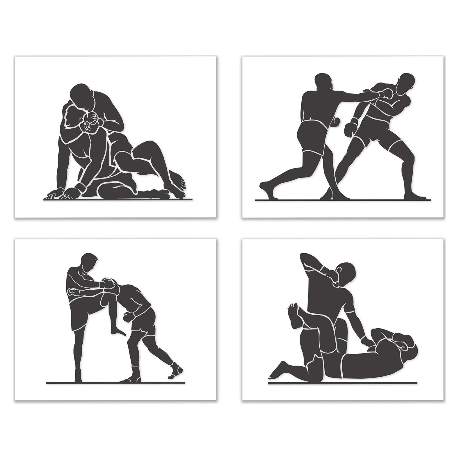 Conjunto de 4 Pósters de Artes Marciales PICTURE THIS PRINTS 20x25 cm