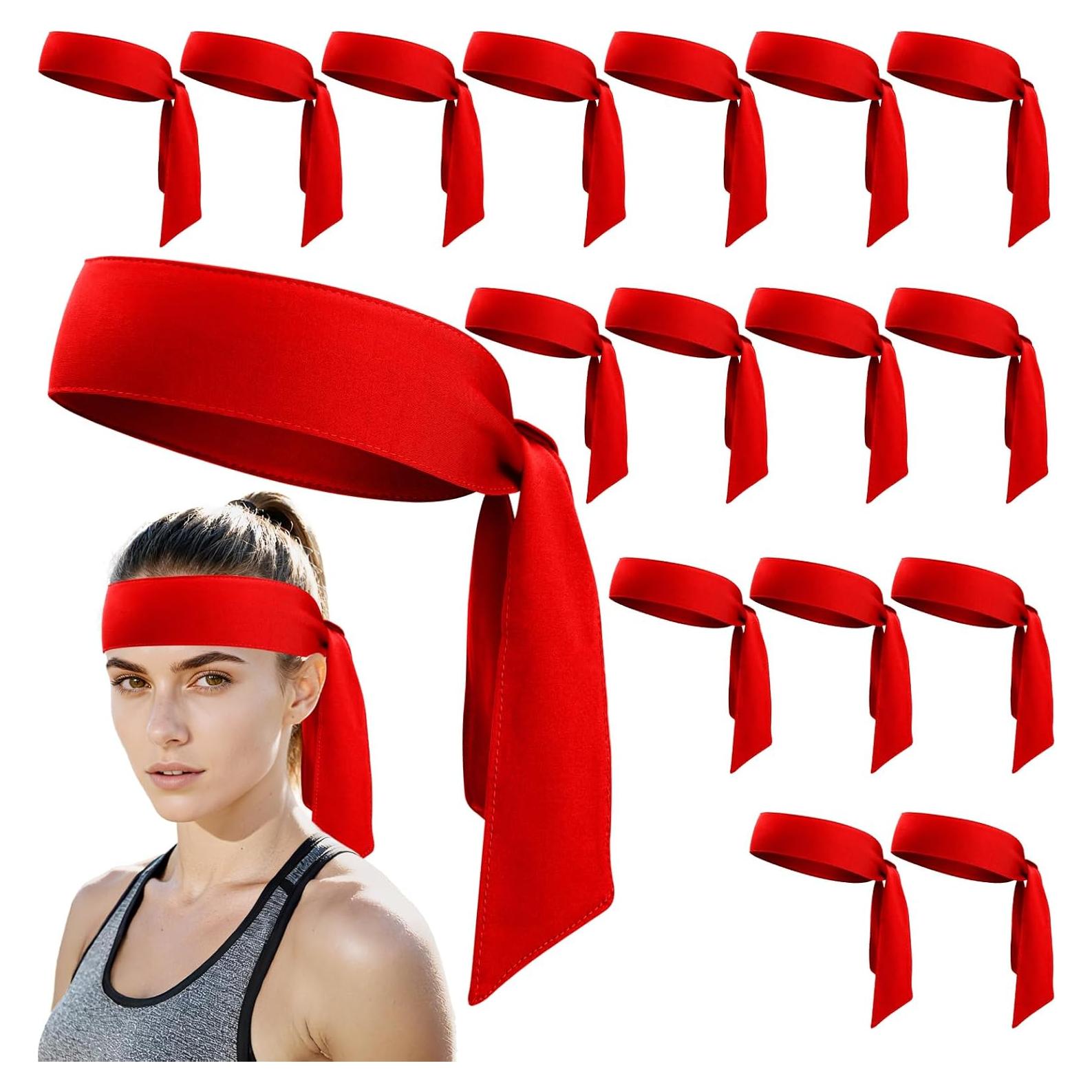 ONUPGO 18 Piezas Diademas Ajustables para Deportes - Rojo