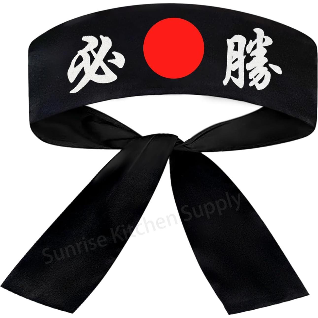 Hachimaki de Karate Sunrise 2 Piezas Algodón Negro/Blanco