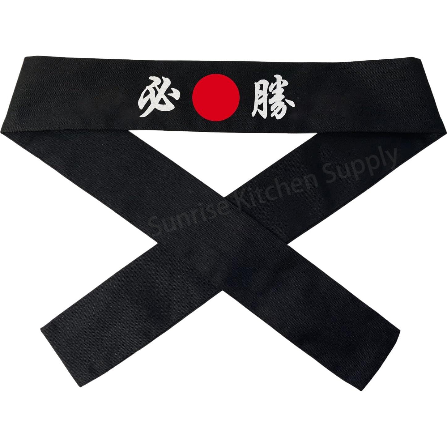 Hachimaki de Karate Sunrise 2 Piezas Algodón Negro/Blanco