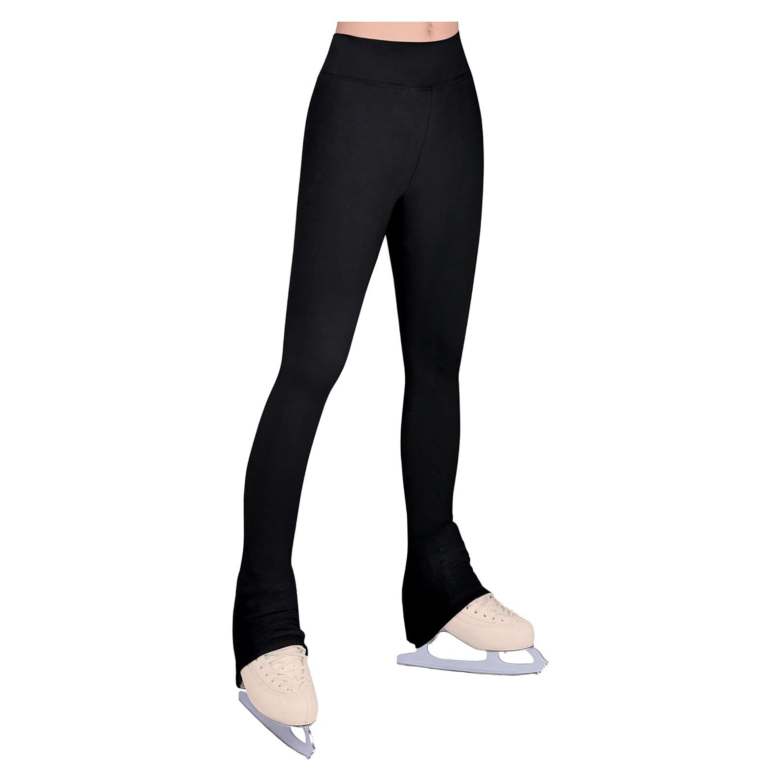 Pantalones de Patinaje sobre Hielo Niñas Negros Cintura Alta 5-6 Años