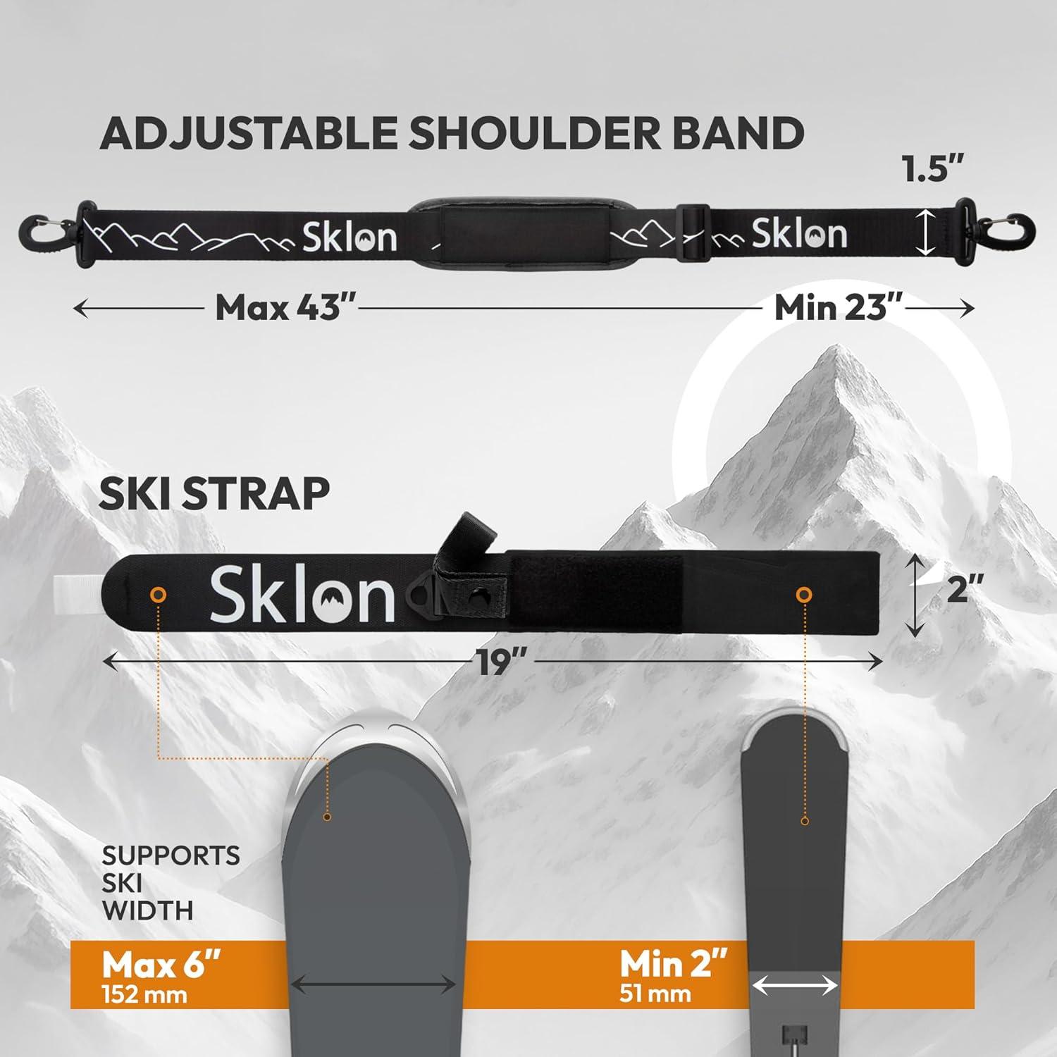 Correa para Esquís Sklon con Almohadilla Acolchada - Negro
