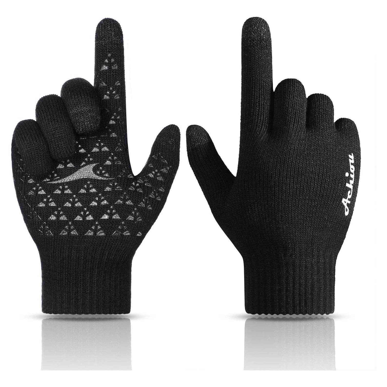 Guantes de Invierno Achiou Táctiles Unisex Negros Térmicos
