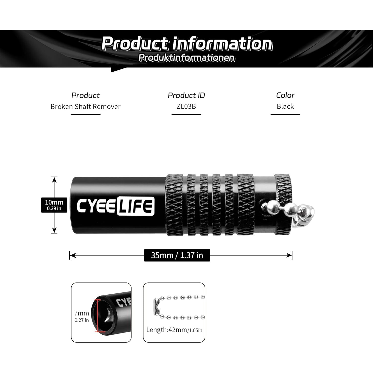 Herramienta Extractora de Ejes Rotos CyeeLife - Aluminio Negro