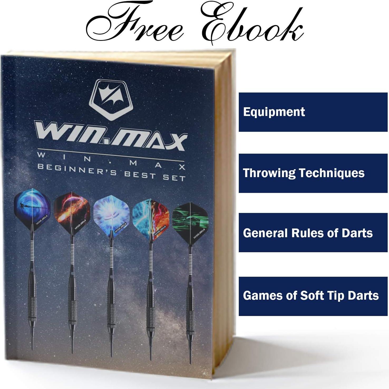 Juego de Dardos WIN.MAX Punta Plástica 12 Piezas 18g con 100 Puntas