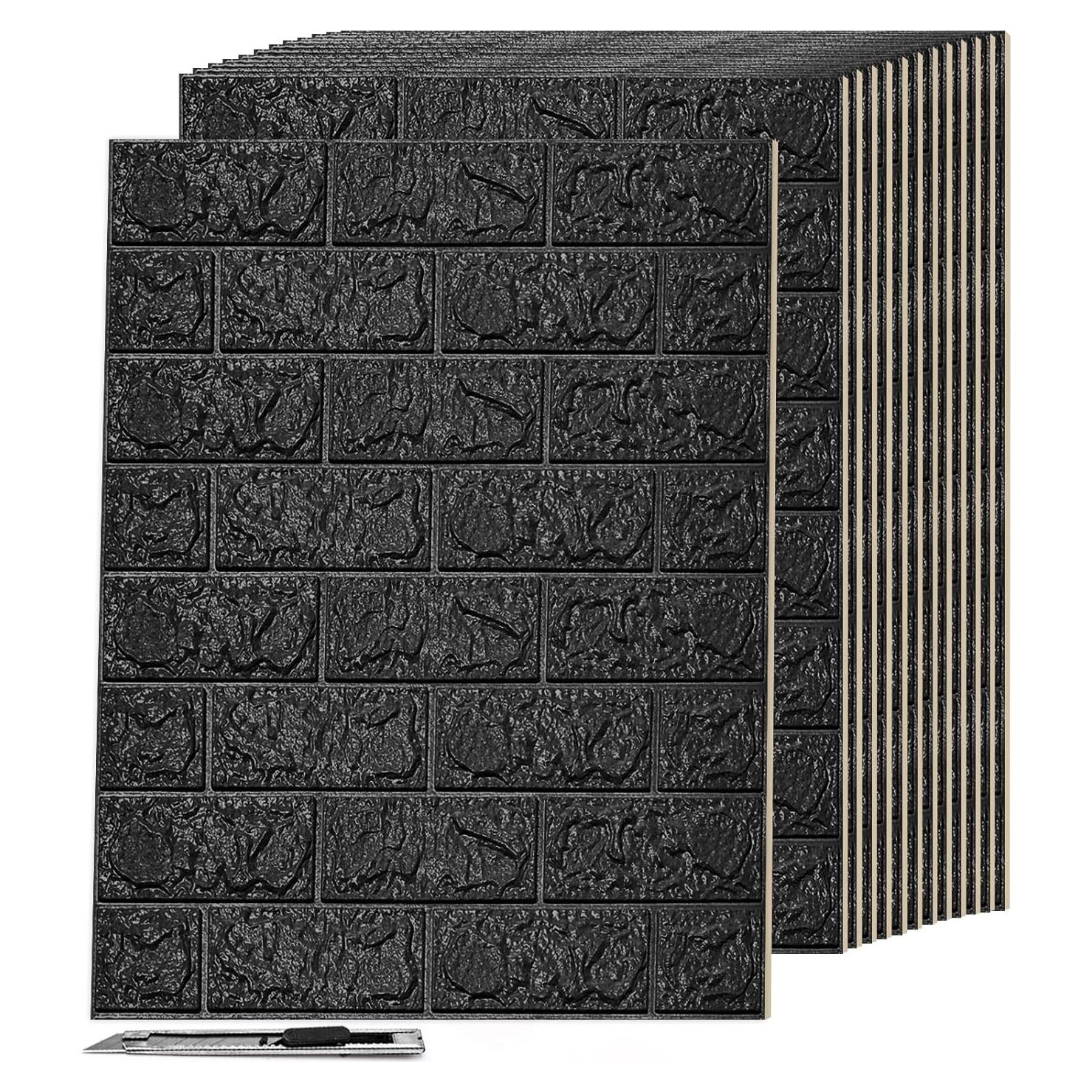 Paneles de Espuma 3D Art3d 44 m² Negro - 30 Hojas