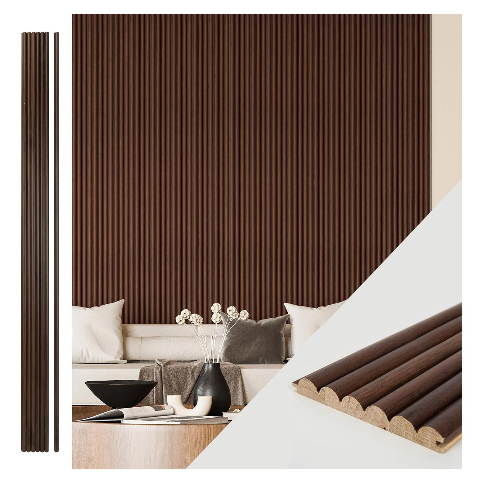 Panel Acústico de Madera Art3d 108x5.7" Nogal Bead - 5 Piezas