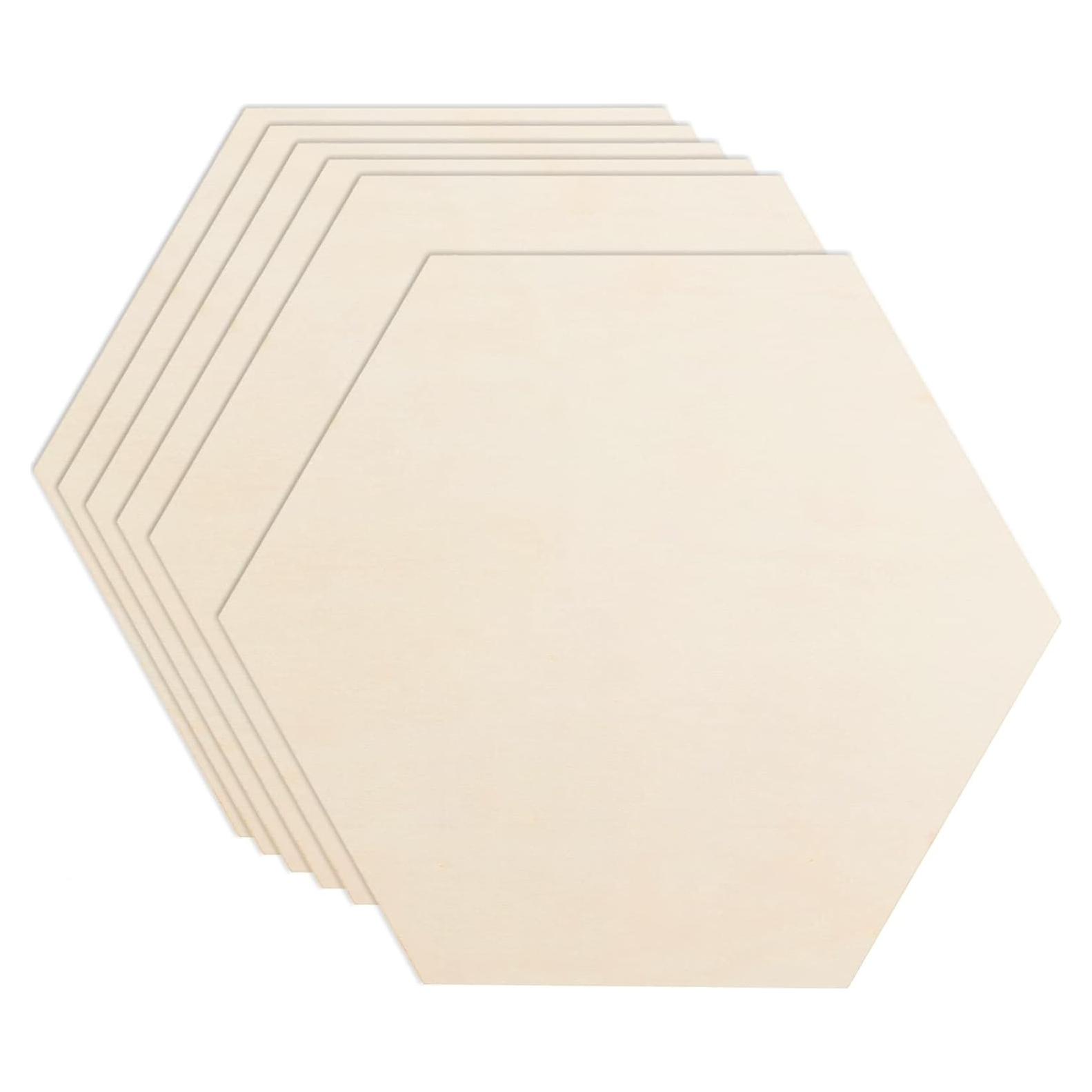 Paquete de 6 Recortes Hexagonales de Madera AWIZOM 30x26cm