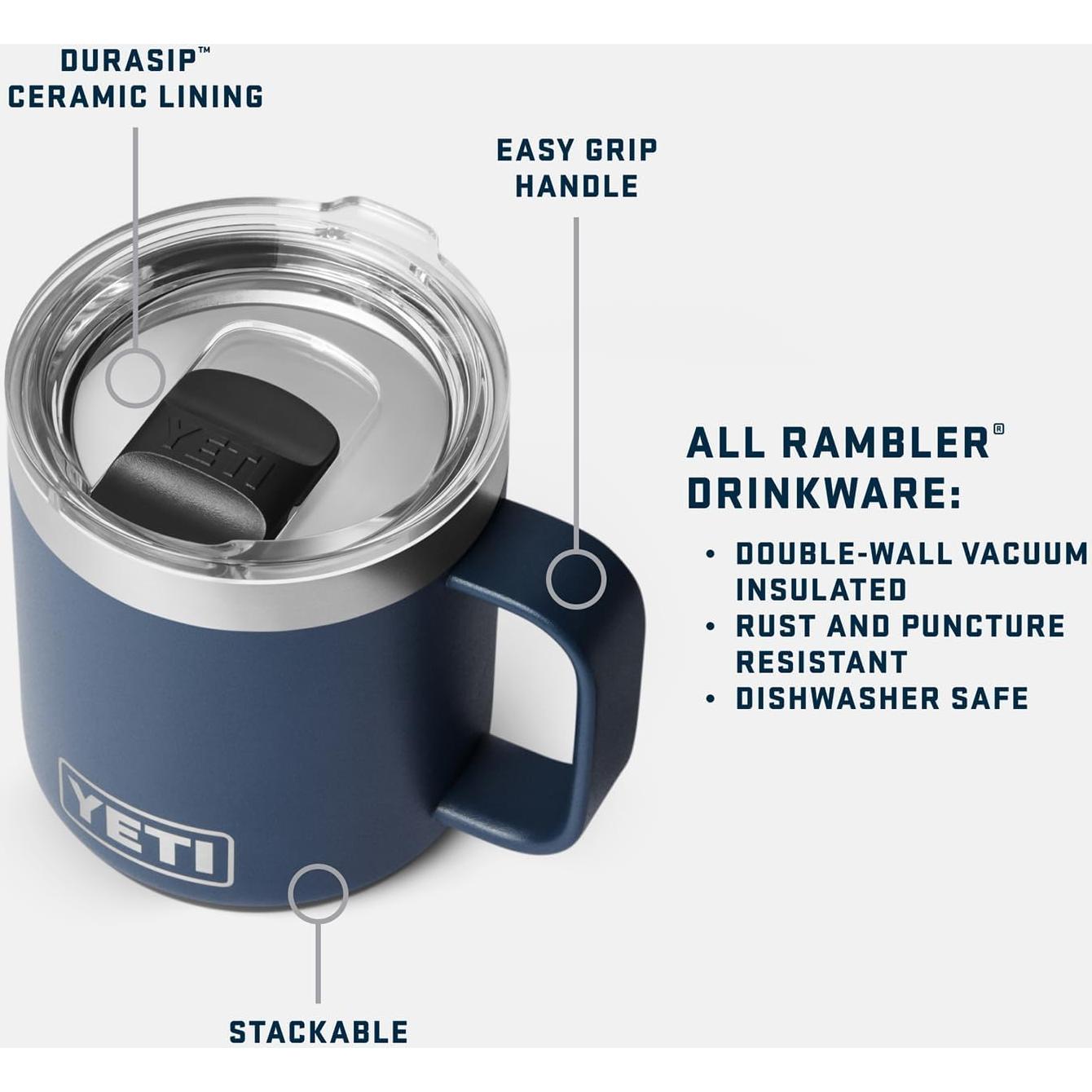 Taza Apilable YETI Rambler 10 oz Acero Inoxidable Negra