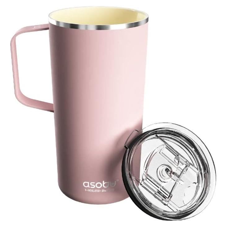 Taza Aislada de Acero Inoxidable Asobu 20 oz Rosa Cerámica