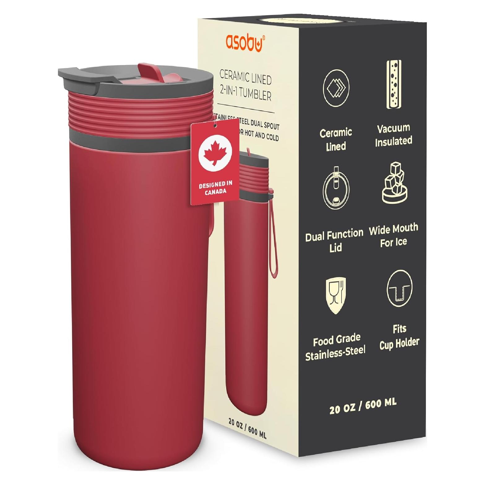 Botella de Agua Aislada Asobu Aspen 591ml Cerámica Roja