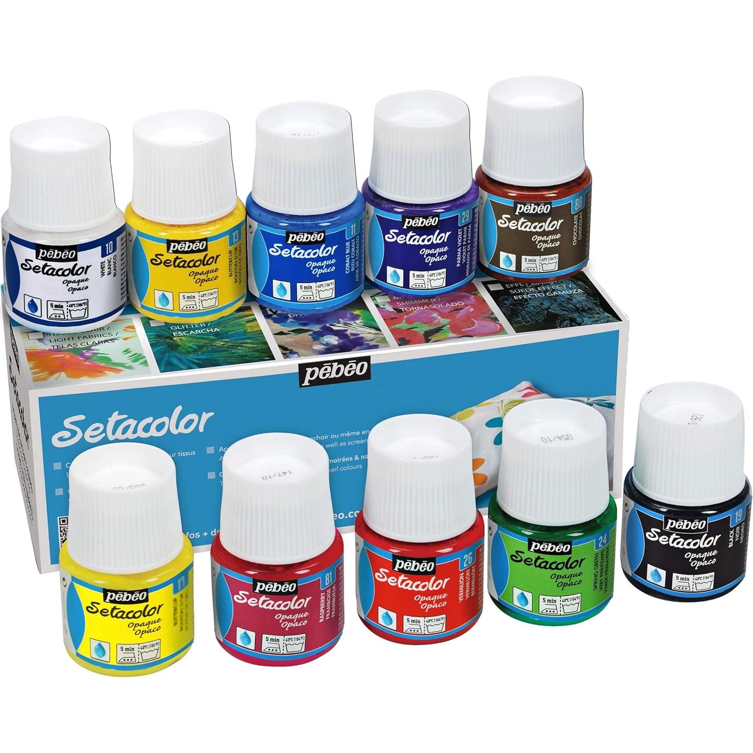Juego de Pintura para Tela Pebeo Setacolor Opaque 10 Colores 45ml