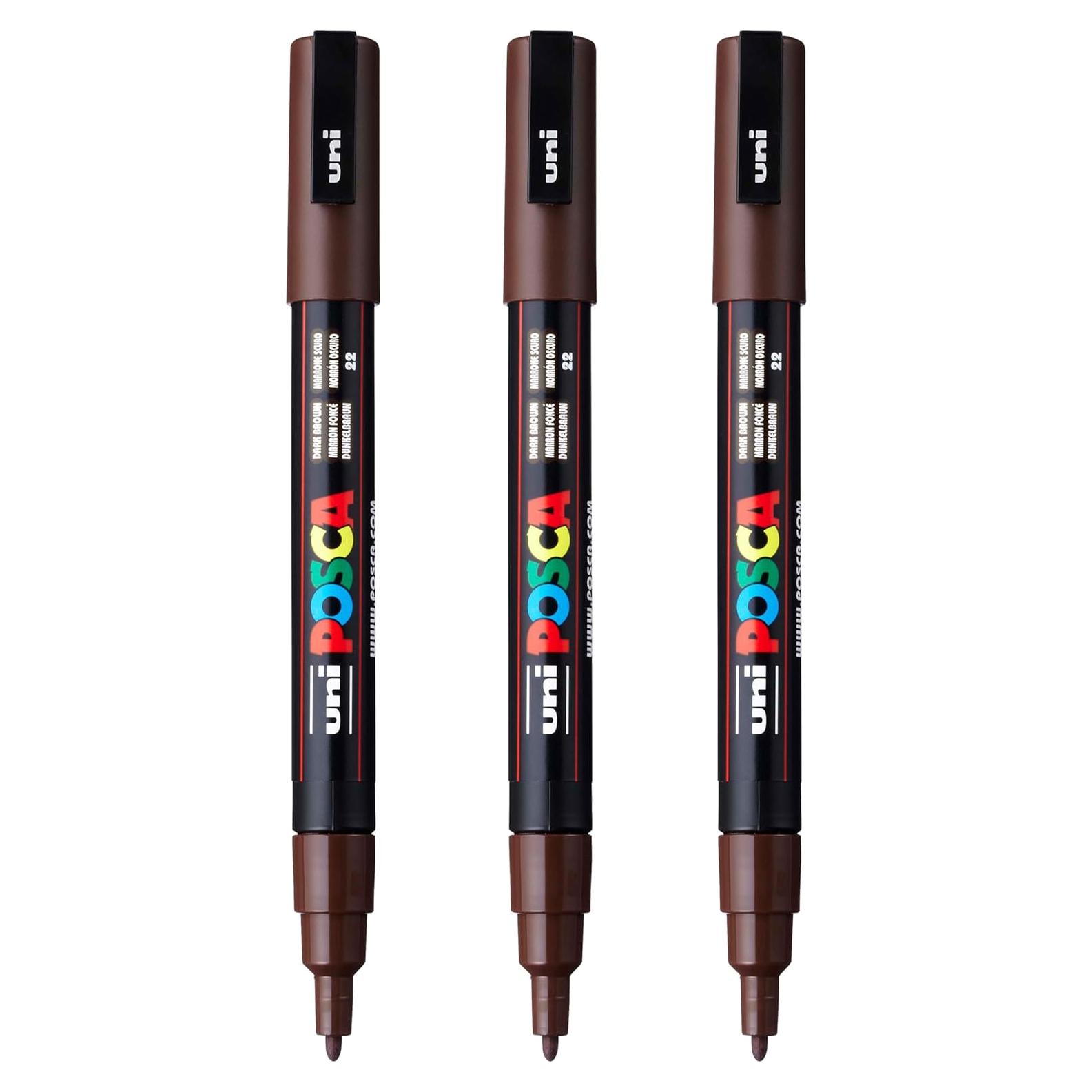 Marcadores de Pintura Posca PC-3M Marrón Oscuro 3 Unidades