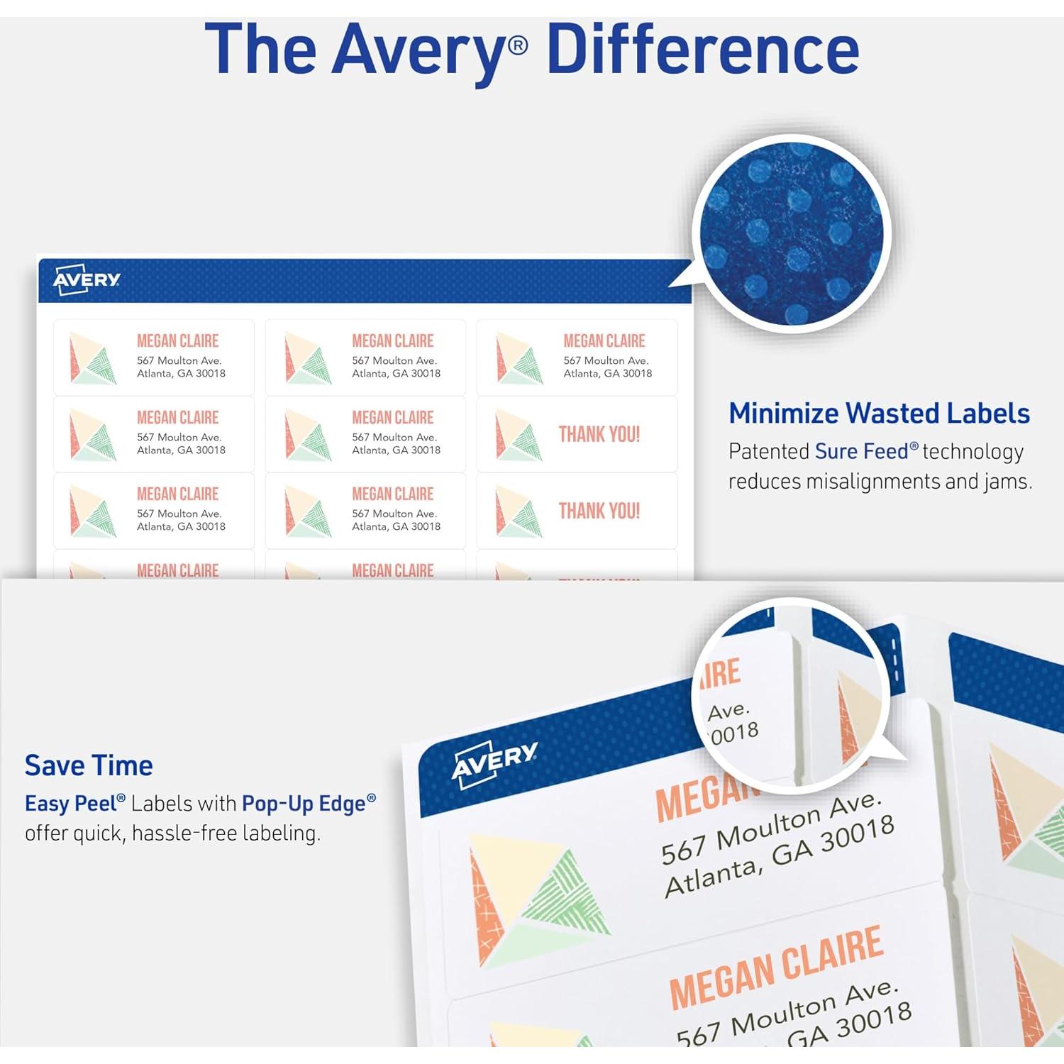 Etiquetas de Dirección Imprimibles Avery 8160, 750 Pzs, Blancas