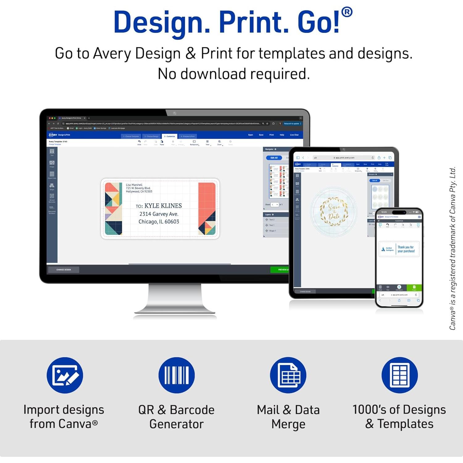 Etiquetas de Dirección Imprimibles Avery 8160, 750 Pzs, Blancas
