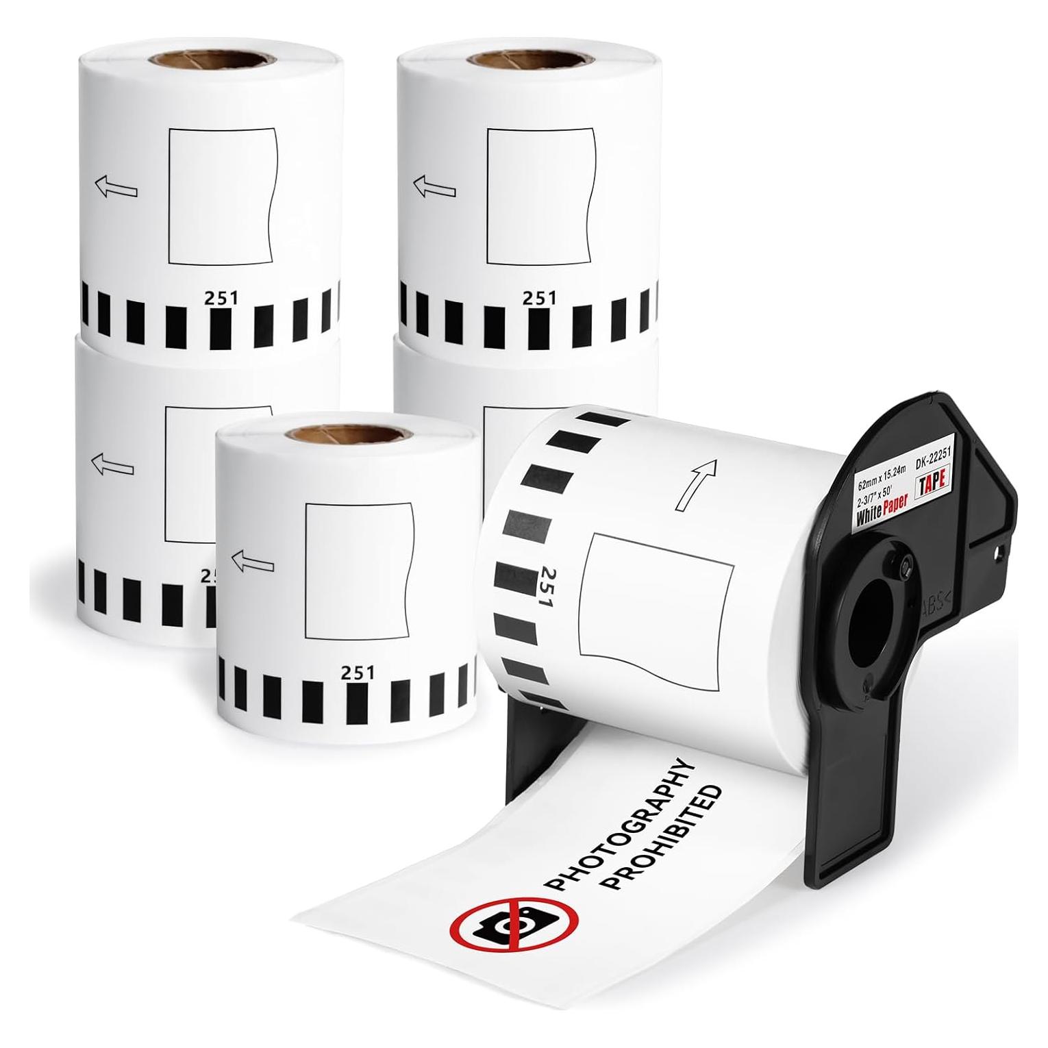 6 Rollos Etiquetas Continuas Anycolor DK-2251 62mm x 15.24m