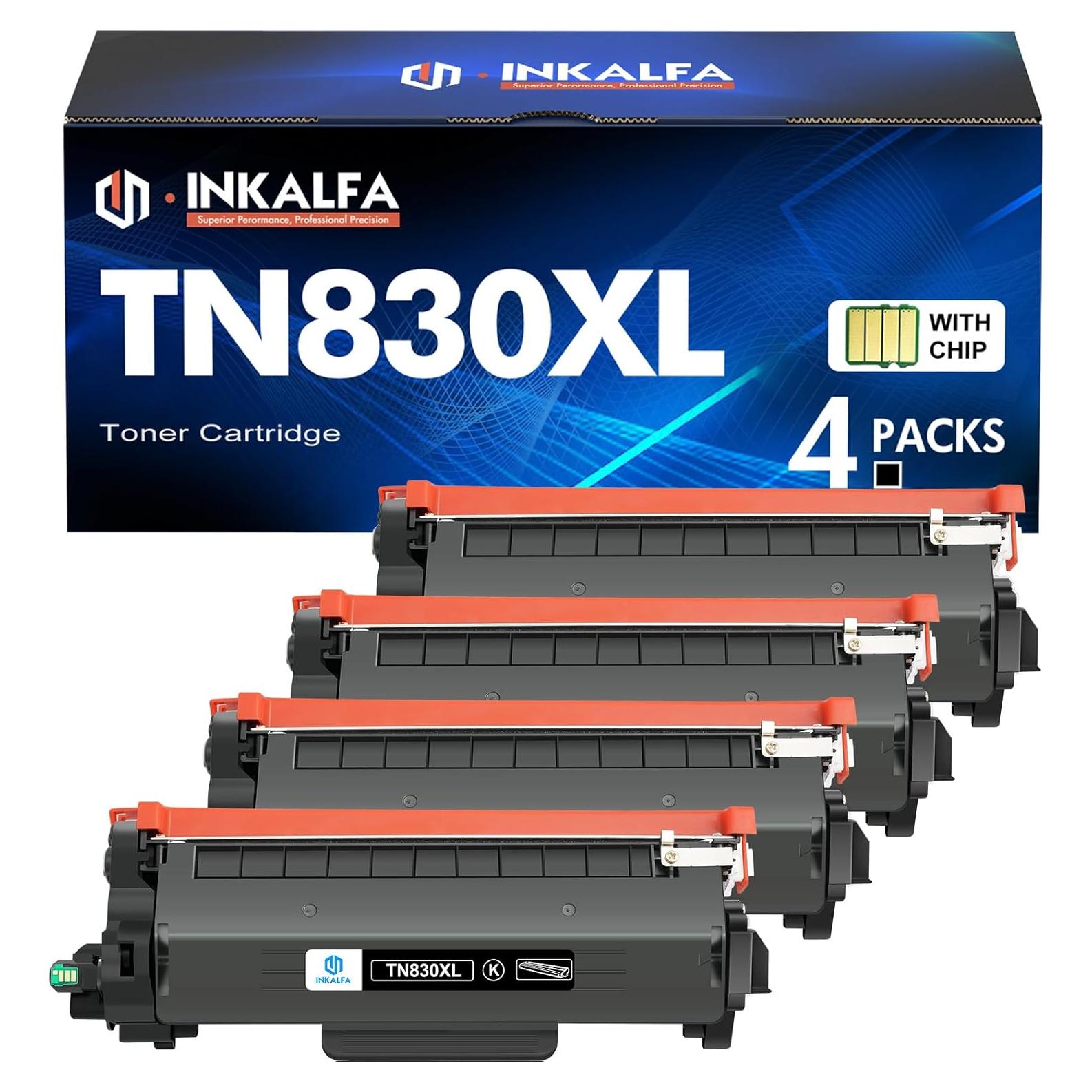 Tóner Negro Inkalfa TN830XL para Brother HL-L2460DW - 4 Unidades
