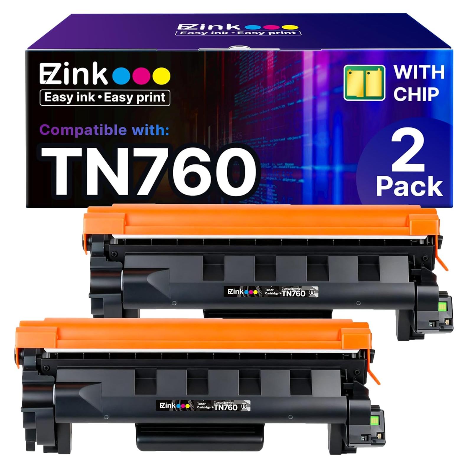 Tóner E-Z Ink TN760 Compatible para Impresora Brother - Paquete Doble