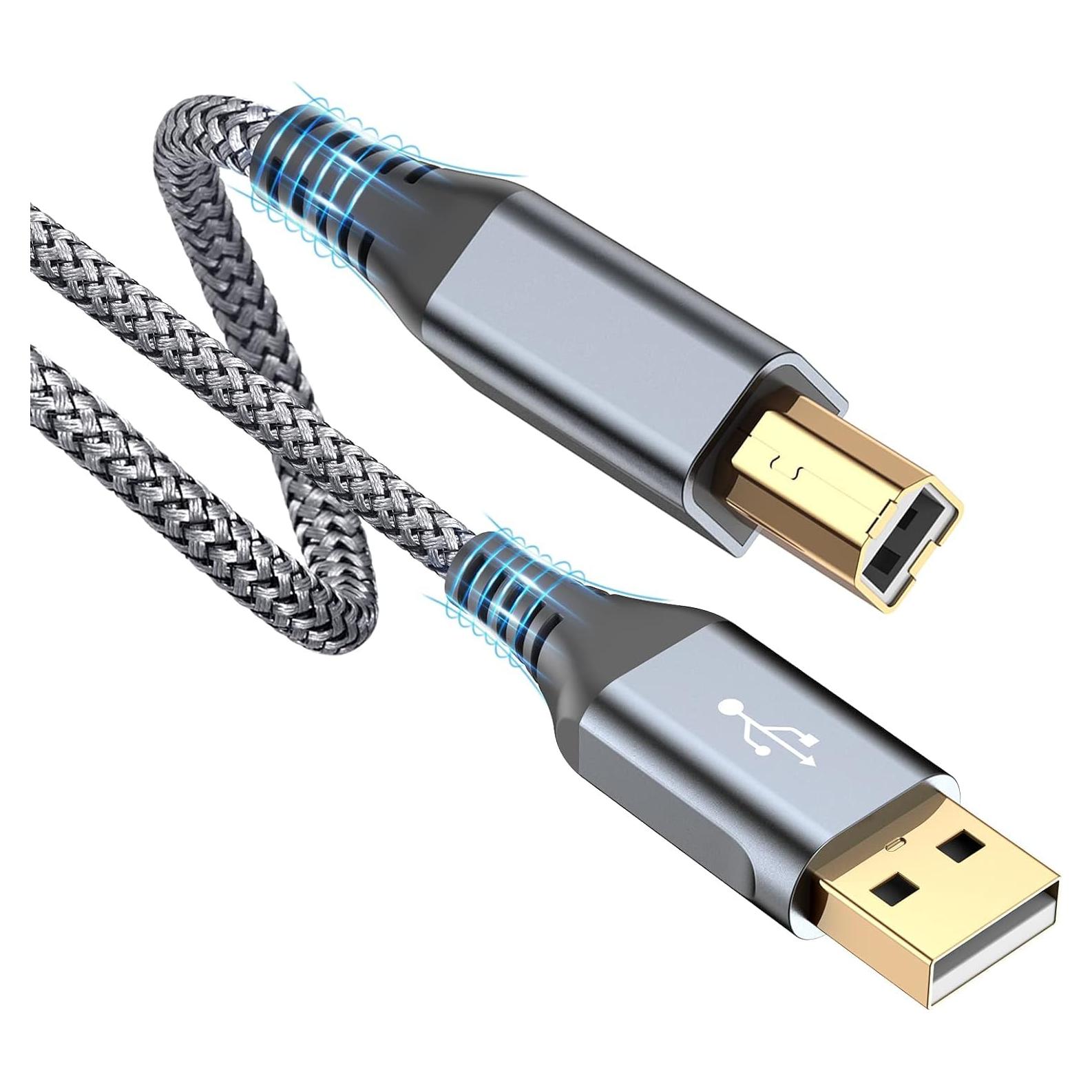 Cable de impresora USB 2.0 sweguard 4.57m trenzado nylon - Negro