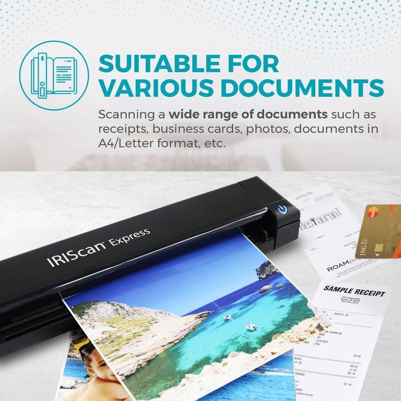 Escáner Portátil IRIScan Express v4 8PPM USB - Documentos y Recibos