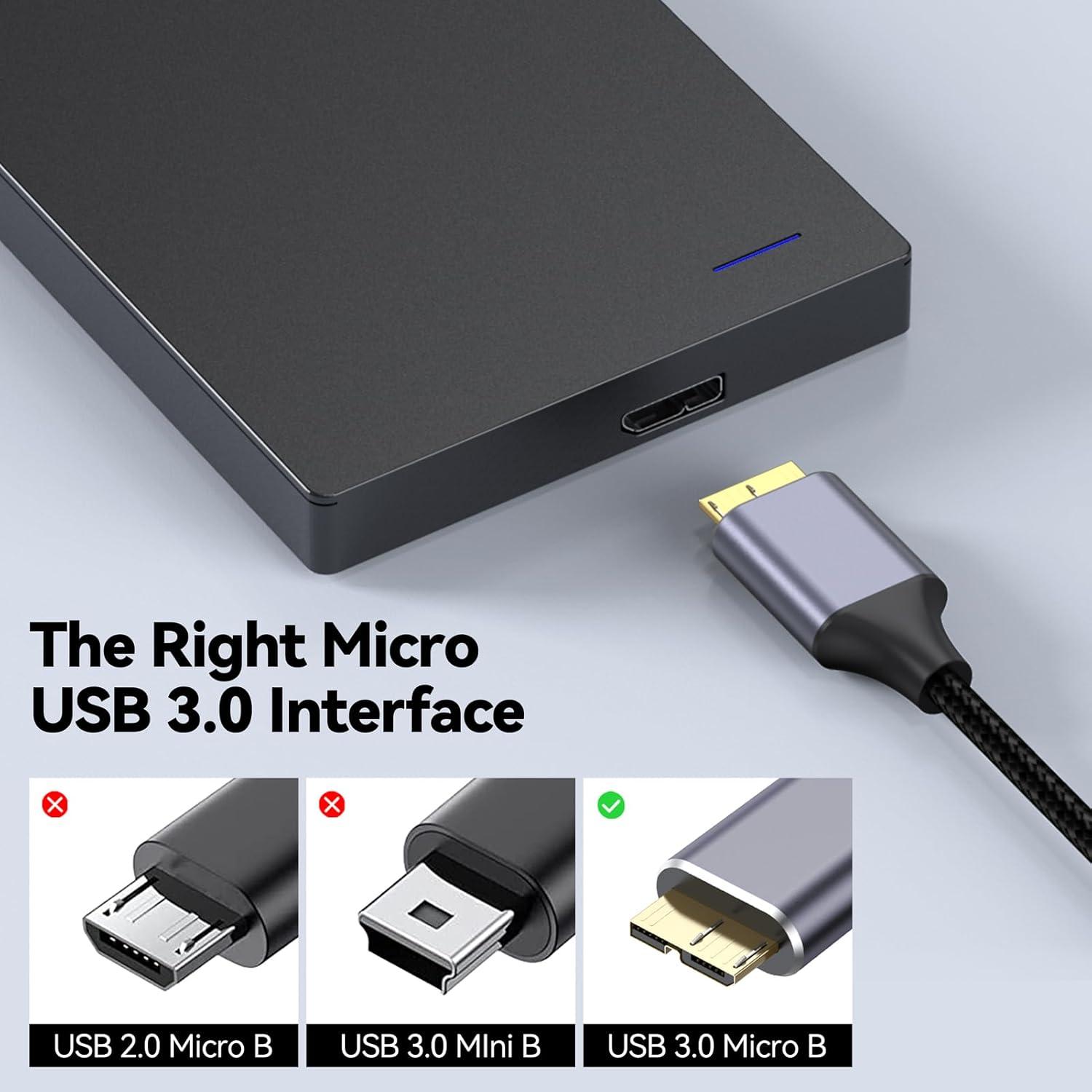 Cable USB C a Micro B 3m CLAVOOP 10Gbps Transferencia Rápida