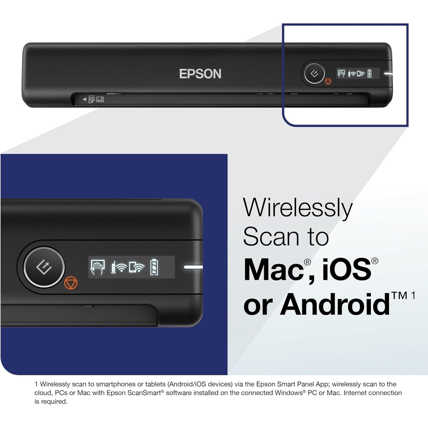 Escáner portátil inalámbrico Epson WorkForce ES-60W 27.2x4.6cm