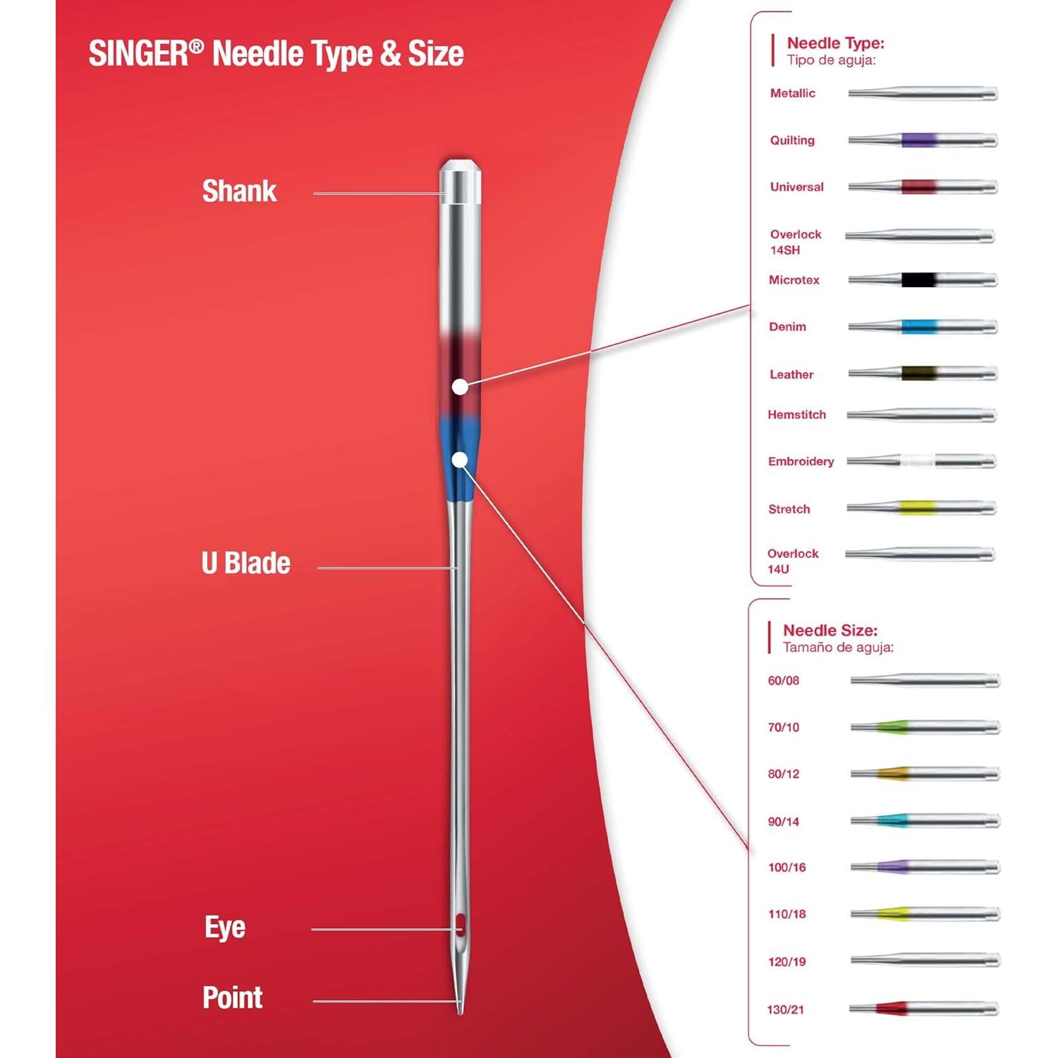 Agujas de Coser SINGER 04741 Tamaño 100/16 - 5 Unidades