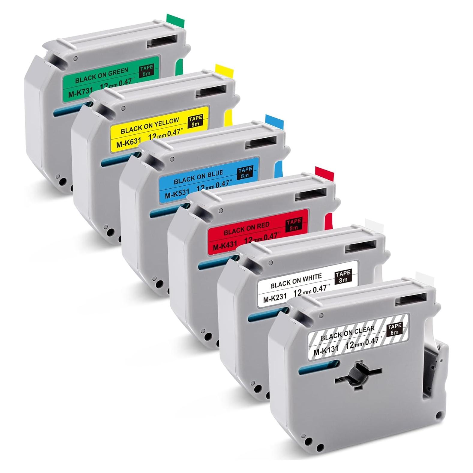 Cinta de Etiqueta 12mm BOYEEZON 6-Pack Compatible Brother